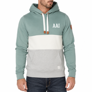 Sweat-shirt à capuche décontracté pour homme 100 % polaire de haute qualité, personnalisable, marque américaine, couleur unie avec empiècements rayés, fourniture en marque blanche - Product Image 1