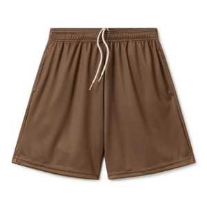 Shorts en maille 100 % polyester écologique marron foncé de qualité supérieure pour hommes, double couche, entrejambe de 7 pouces, respirant et à séchage rapide - Product Image 1
