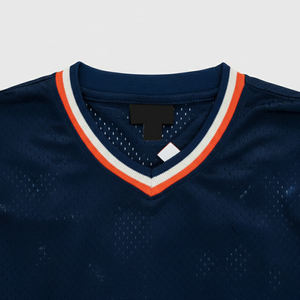 Maillot de sport vintage à col en V personnalisé de haute qualité pour homme, en maille respirante, tricot côtelé, style rétro, pour l'entraînement - Product Image 3