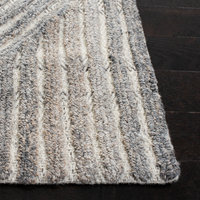 Magnifique tapis géométrique moderne à motifs arqués, très demandé - Tapis abstrait gris et ivoire à lignes courbes, absorbant et lavable pour la maison