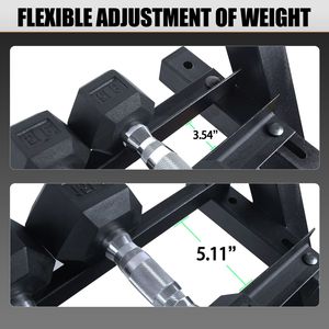 Support de rangement réglable à 3 niveaux pour haltères, capacité 1100 lb, base de 36 pouces, idéal pour les salles de sport à domicile - Product Image 3