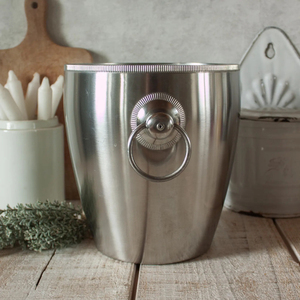 Durable Simple Design Silver Finished Metal Oval Ice Bucket Party Cooler Bowl with Handle Beverage Chiller Tub for Party <b>Serving</b> - Product Image 3