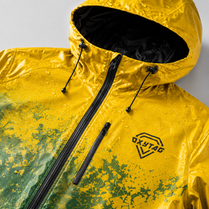 Chaqueta Impermeable con Capucha para Hombre OXYTAG, Estilo Deportivo, Color Verde Degradado a Amarillo, Chaqueta Cortavientos Termorreactiva, Precio al por Mayor, OEM - Product Image 5