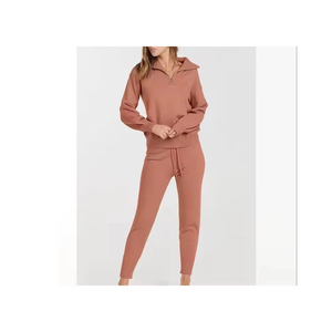 Conjunto Deportivo de Terciopelo para Mujer, Invierno, Dos Piezas, Chaqueta con Cierre y Pantalones Deportivos, Tela Suave y Brillante, Logotipo Personalizado - Product Image 5