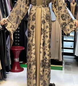Wholesale Umbrella Abaya Stone Work Handmade Sequined Arabic Dubai Style Full Flare Nida Fabric Evening Party Dress - Product Image 2