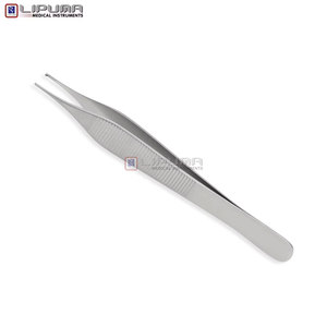Pinzas de microcirugía 1x2 dientes, micro Adson para tejido, puntas rectas, mango plano, acero inoxidable, instrumentos médicos - Product Image 4