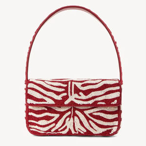 Indian Luxury Ethnic Craft Handmade <b>Red</b> Glass Beaded Rectangle Baguette Handle Durable Casual <b>Purse</b> Trendy Style Premium Eth RR - Product Image 6