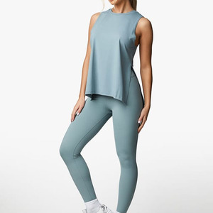 Ensemble de vêtements de sport haut de gamme pour femmes, tenue deux pièces confortable et élégante, débardeur sans manches coupe ample et taille haute, pour la gym, le yoga et la course à pied - Product Image 1