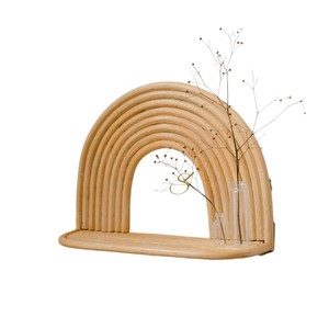 Étagère murale vintage en rotin arc-en-ciel, étagère flottante en bambou courbé, 1 niveau, décoration pour chambre d'enfant, petit porte-pot de fleurs - Product Image 2