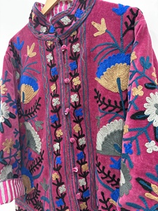 High Demand Suzani Floral Embroidery <b>Jacket</b> Women Cropped <b>Hippie</b> Coat Winter Warm Bohemian Outerwear Wholesale Price - Product Image 3