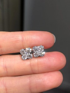 Hot Selling Moissanite Round Cut Diamond Stud Floral <b>Earrings</b> For Women's 925 <b>Silver</b> Fine Trendy Party Jewelry For Partners - Product Image 3