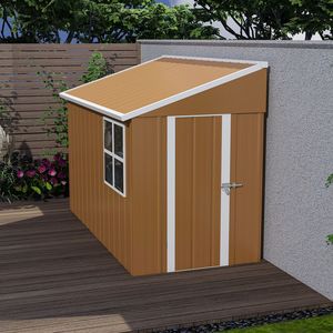Abri de jardin en métal robuste 8x4 avec portes doubles, fenêtres, résistant aux intempéries, pour extérieur, jardin, cour, hauteur 4 pieds, ventilation - Product Image 1