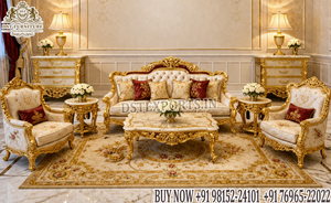 Roman-Inspired Neoclassical Living Room Furniture Set Modern 5 Seater <b>Sofa</b> Set Affordable French Style White & <b>Gold</b> Wooden <b>Sofa</b> - Product Image 3