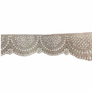 Royal Pearl Cluster Mirror Embellished Scallop Lace Border for Saree Lehenga <b>Kaftan</b> Blouse Wedding and Festive Clothing - Product Image 1