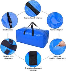 Paquete de 4 bolsas de almacenamiento grandes azules con cremallera y asas, bolsa de almacenamiento de viaje de tela Oxford impermeable, unisex - Product Image 3