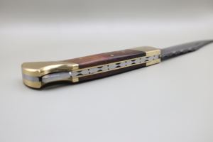 Cuchillo de Bolsillo Plegable de Acero de Damasco de Alta Calidad, Hoja de Punta Caída, Borde Recto, Mango de Madera, 18 cm - Product Image 4