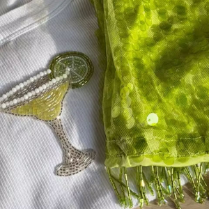 Tops de Verano Bordados a Mano con Cuentas para Mujer, Costura Personalizada con Cuentas de Semillas, Moda para Bautizo - Product Image 5
