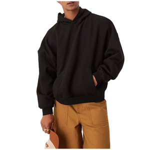 Sudadera con Capucha Extra Grande Premium Personalizada, 400 g/m², 100 % Algodón, Corte Cuadrado Extra Grande en Color Negro, Ropa para Hombre - Product Image 1