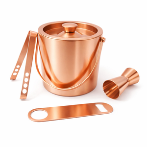Seau à glace en acier inoxydable avec revêtement en cuivre et accessoires - Product Image 1