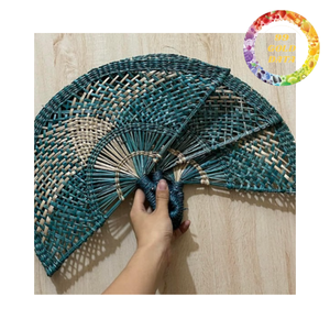 Éventail en jonc tressé coloré, fait main, en herbe naturelle, pour la décoration estivale, les cadeaux et l'usage extérieur - Product Image 2