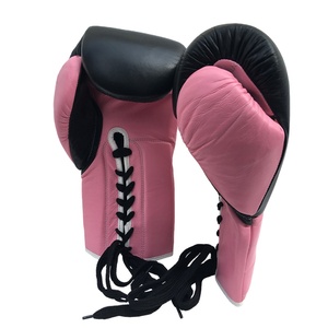 Gants de boxe à lacets en cuir véritable avec impression de logo personnalisé professionnel pour adultes poignées faites pour les arts martiaux - Product Image 1