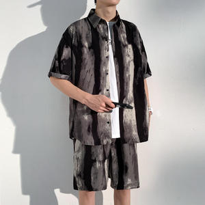 Ensemble de chemises à manches courtes pour hommes OEM 2026 – Nouvelle collection été décontractée, style coréen, color-block, coupe ample, imprimé - Product Image 3