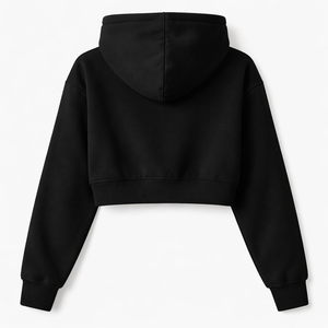 Sudadera con Capucha Negra Corta Personalizada Directo de Fábrica para Mujer - Opciones de Venta al Por Mayor y Servicio OEM - Product Image 2