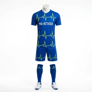 Custom <b>Blue</b> Soccer Uniform Set Pulse Line <b>Football</b> Jersey Shorts <b>Socks</b> Team Sportswear - Product Image 4