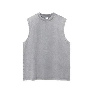 Débardeur vintage en coton 100% de haute qualité, personnalisable, effet délavé, respirant, pour homme, vêtements de sport, sans manches. - Product Image 1