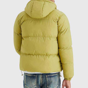 Veste matelassée à capuche pour homme, couleur vert olive, coupe-vent, manteau d'hiver, fermeture éclair, style décontracté, coupe régulière, rembourrage en polyester, tissu en toile tricotée - Product Image 5
