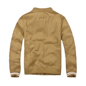 Blouson bomber vert olive pour homme, fermeture éclair, couleur unie, style décontracté, col rabattu, matière polyester, vêtement d'automne - Product Image 5