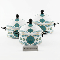 Islamisches Geometrisches Emaille-Kasserolle-Set, Isolierter Speisewärmer im Arabischen Stil, Servierschale aus Edelstahl, Küchengeschirr, Hotpot