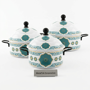 Ensemble de casseroles isothermes en émail à motifs géométriques islamiques, style arabe, pour garder les aliments au chaud, en acier inoxydable, ustensiles de cuisine, plat de service, marmite - Product Image 1