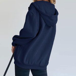 Sudadera con capucha y cremallera para mujer, de manga larga, informal, de color liso, para invierno, estilo oversize - Product Image 2