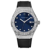 Montre pour femme en acier inoxydable Alexander Ferros 2251FS-05, 33 mm, verre saphir, caoutchouc, résistance à l'eau 50 m, mouvement à quartz
