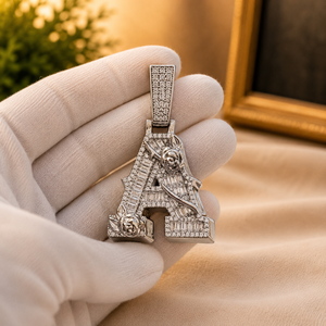 Luxury Custom Letter Pendant 10K Gold Plated Moissanite Baguette Cut Diamond Rose Flower Design Unisex Everyday Wear - Product Image 1