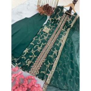 Conjunto Elegante para Mujer para Fiestas, Vestido Elegante con Dupatta y Pantalones Plazzo para un Look Estilizado - Product Image 3