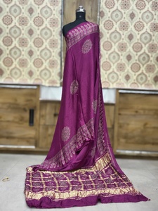 Luxury Ajrakh <b>Art</b> Print Saree with Woven Checks Pallu Ethnic Wedding Festival Collection - Product Image 3