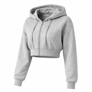 Wholesale Custom 100% Cotton Winter Cropped <b>Zip</b> Hoodie for Women-Digital Printing OEM Manufacturer & Factory Direct Supplier - Product Image 3