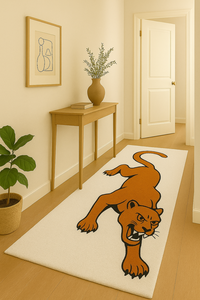 Tapis rectangulaire en viscose fait main, design animal moderne blanc et orange, pour chambre, extérieur et hôtel, lavable, pour la maison et le bureau - Product Image 2