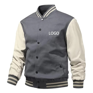 Chaqueta Universitaria Personalizada por Sublimación con Detalles de Chenilla en Gris y Negro - Product Image 3