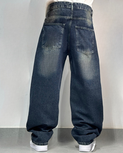 ผู้ผลิตกางเกงยีนส์ Edge Denim กางเกงยีนส์ทรงหลวมแบบสองชั้นเอวสูงสำหรับผู้ชาย รับผลิตตามแบบ MOQ ต่ำ ปี 2026 - Product Image 4