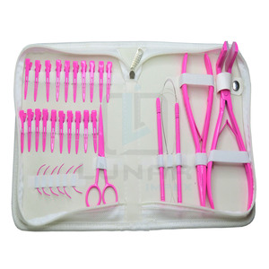 Hair Extension Tools Kit With Pliers Wire <b>Hook</b> Scissor hair Sectioning <b>Clips</b> C Needles High Quality & Performance Enhancing Kit - Product Image 1