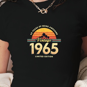 Camiseta Corta de Moda para Mujer, Estilo Y2K, Vintage 60 Years Being Awesome, Corte Ajustado, Estampado, Tejido de Punto, Cuello Redondo, Spandex/Poliéster - Product Image 2