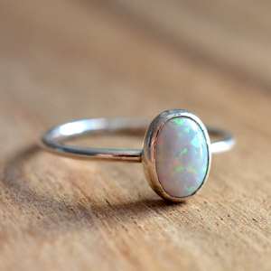 Sterling <b>Silver</b> Opal <b>Ring</b> October Birthstone <b>Stacking</b> <b>Ring</b> Minimalist Jewelry Women <b>Ring</b> Wholesale Supplier - Product Image 2
