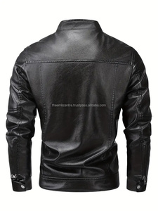 Veste tendance en cuir véritable à fermeture éclair personnalisée pour hommes de bonne qualité à des tarifs de gros Vestes tendance en cuir de couleur personnalisée - Product Image 5