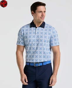 Chemise de golf décontractée pour homme, imprimée, à manches courtes, séchage rapide, respirante, en polyester et élasthanne tricoté, avec logo brodé, taille XS - Product Image 1