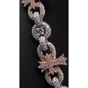 Rose Gold Plated Moissanite Cross <b>Statement</b> <b>Necklace</b> Link Chain Luxury Unisex Party Jewelry - Product Image 4