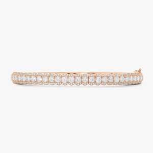 Sparkling Diamond <b>Bangles</b> 14K 18K <b>Solid</b> <b>Gold</b> Round Cut Lab Grown Cuff Secure Lock Elegant Modern Statement Wrist Bands Bracelets - Product Image 5