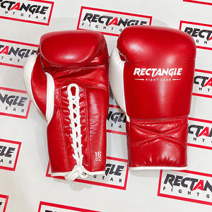 Gants de boxe rectangulaires à lacets, équipement d'entraînement professionnel pour le combat et le sparring, en cuir véritable, fabriqués à la main, pour adultes. - Product Image 1